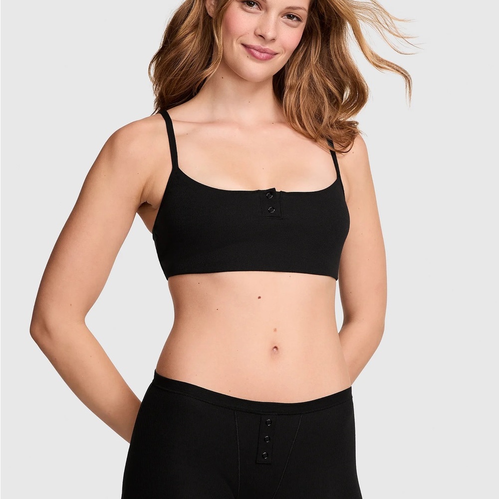 Victoria Secret PINK COTTON DORM BOYSHORT PANTY XL Black Soft